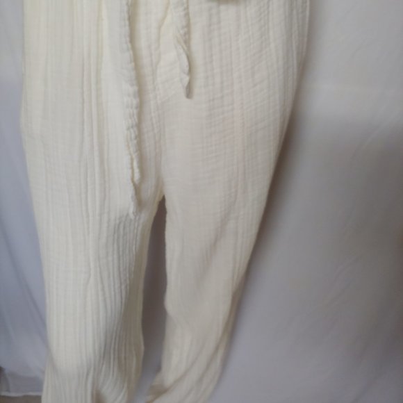 Free people Gauzy Beachy Resort Comfy jogger Loungewear Pants Pockets Cream SP - Picture 3 of 12